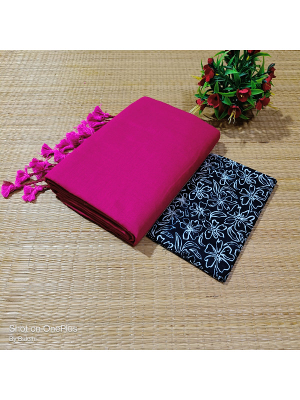 Plain khadi with Blouse(pink) Plain khadi with Blouse(pink)